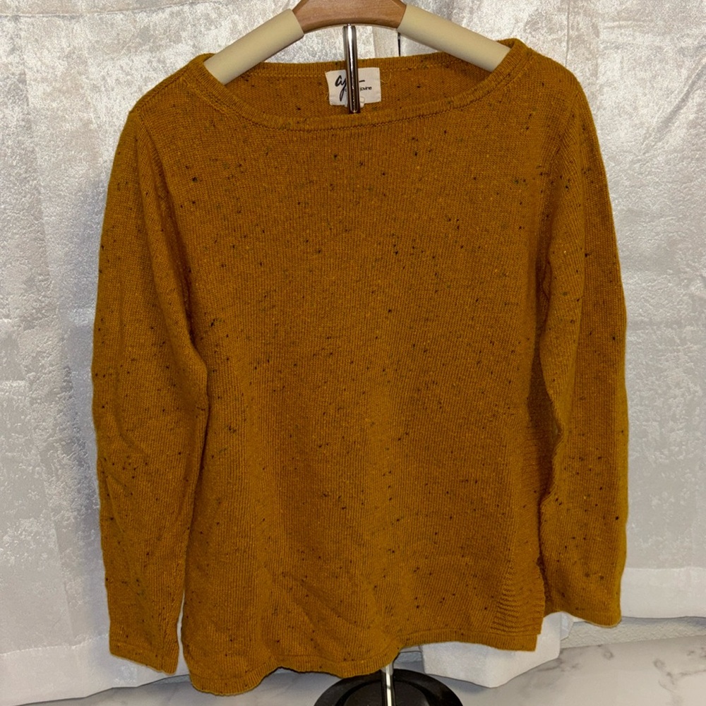 Andrea Jovine Women’s Mustard Colored Spackled Side Slit Sweater Size Medium